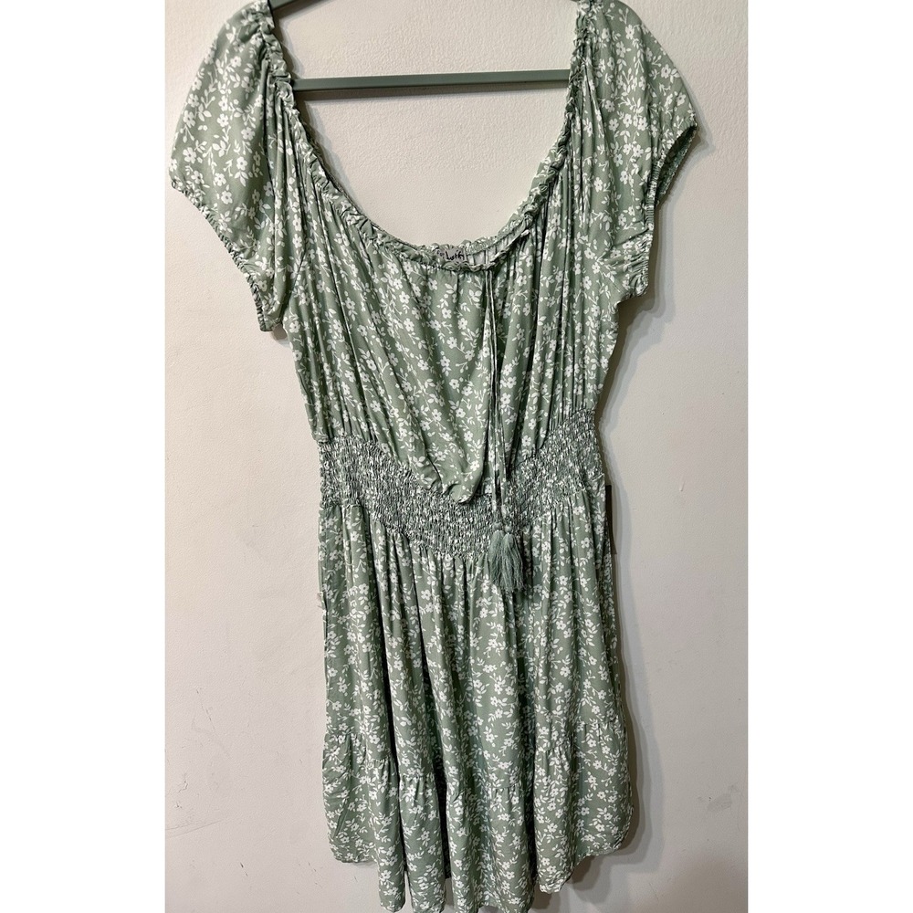 NWT J for Justify 3X Green Floral Smocked Off-the-Shoulder Cottagecore Dress